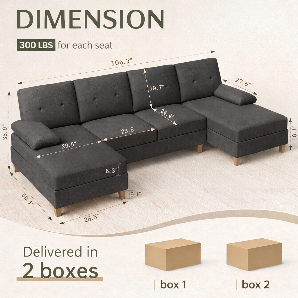 The Slate Double Chaise Sectional